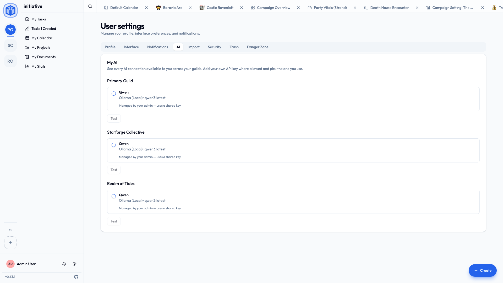 Personal AI settings