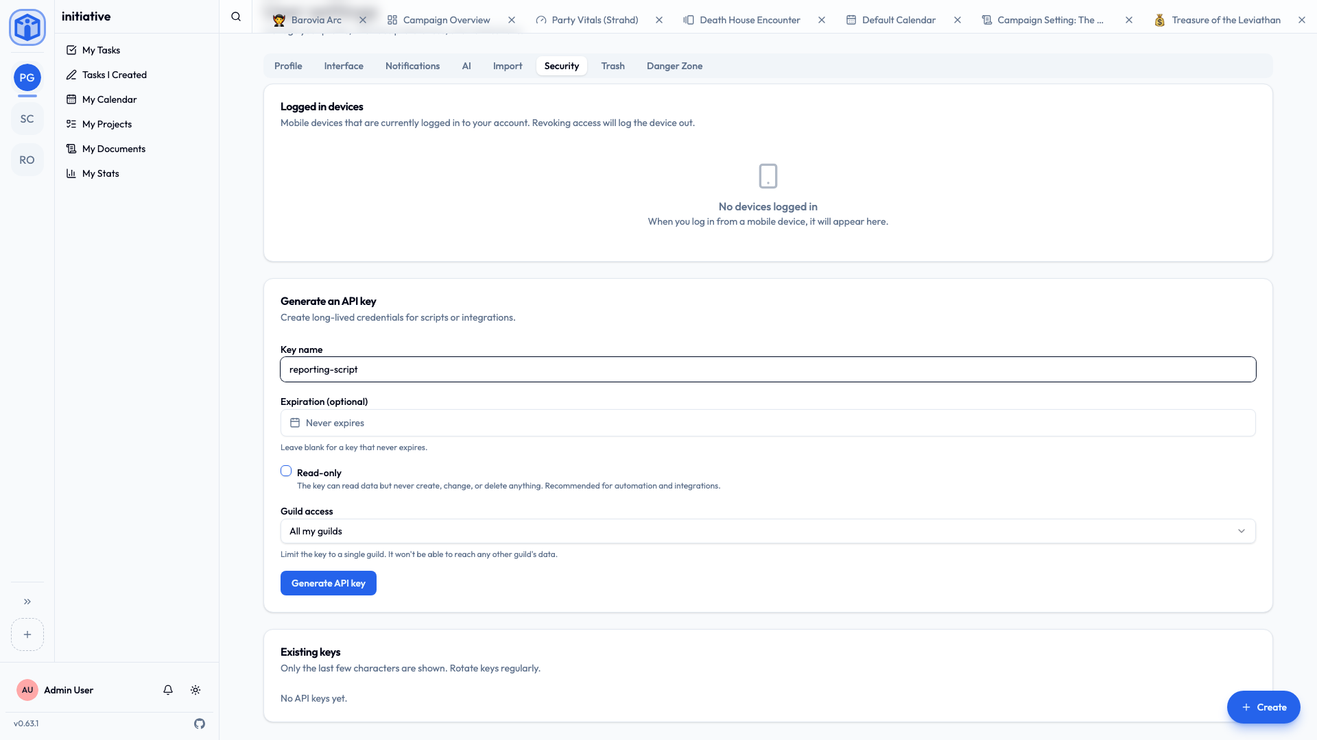Generating an API key
