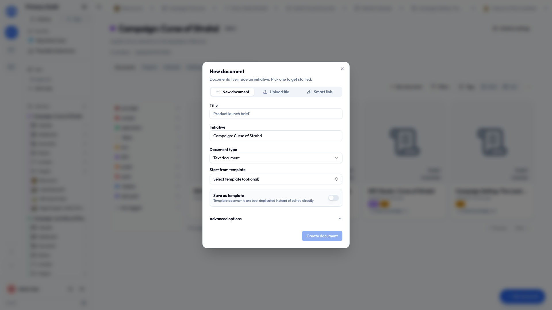 Creating a document
