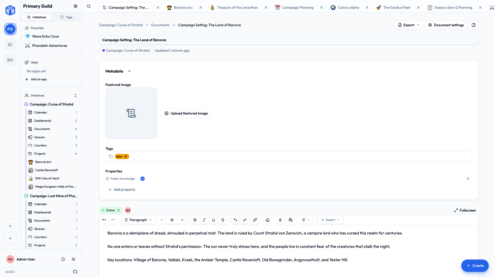 The document editor