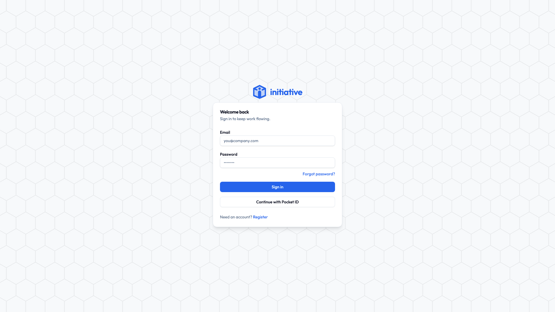 The Initiative sign-in screen