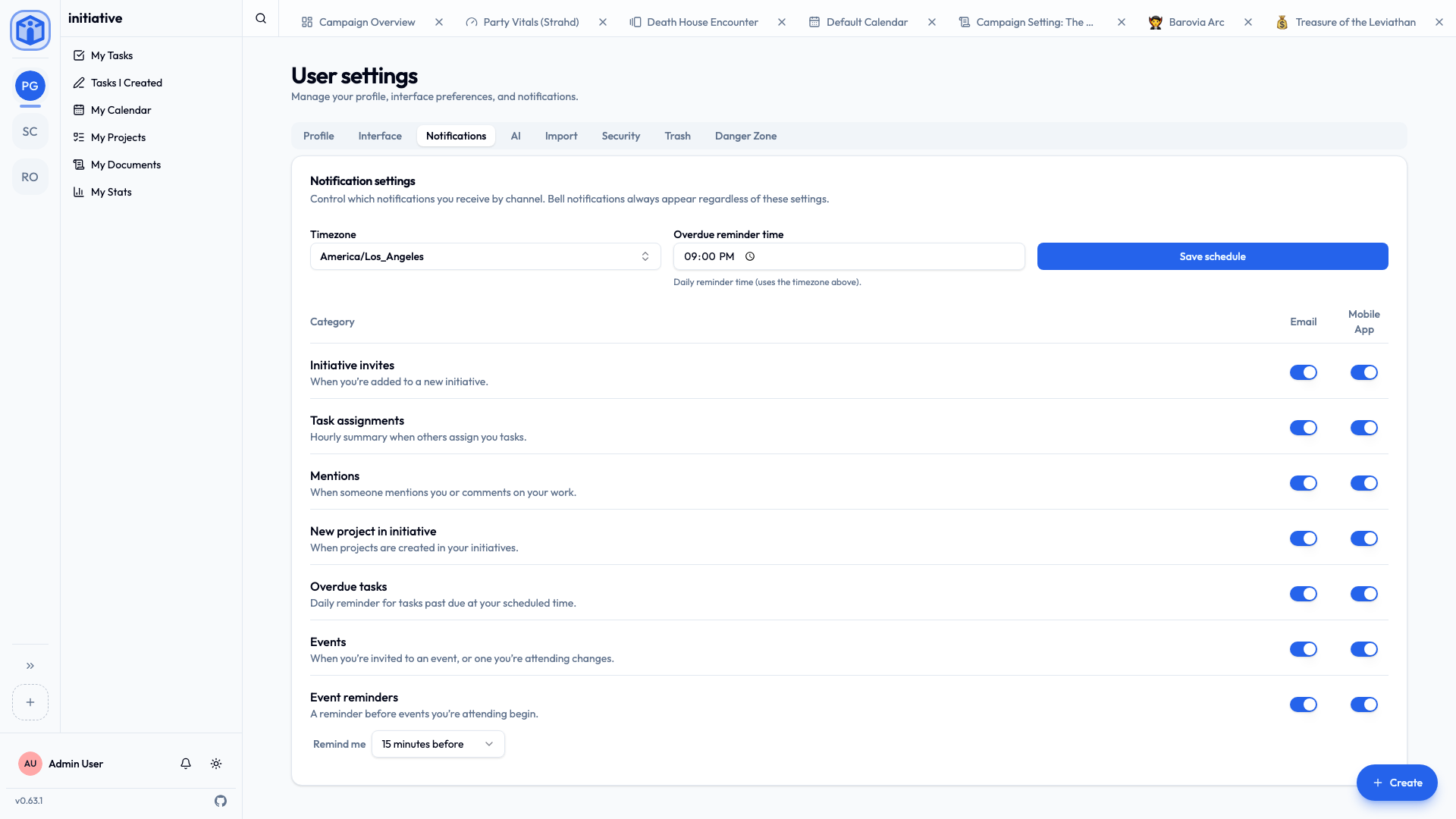 Notification settings