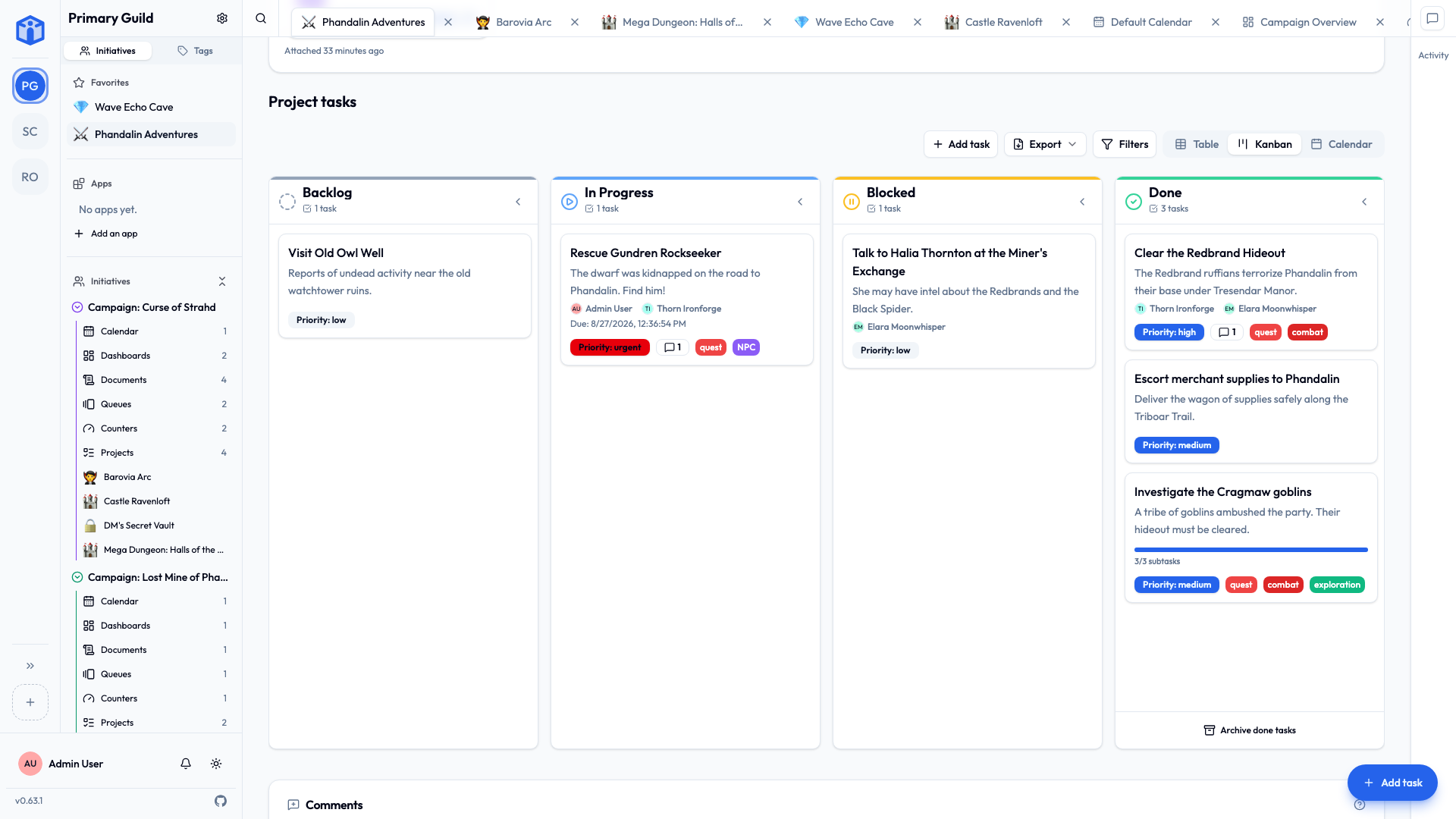 A project in Kanban view