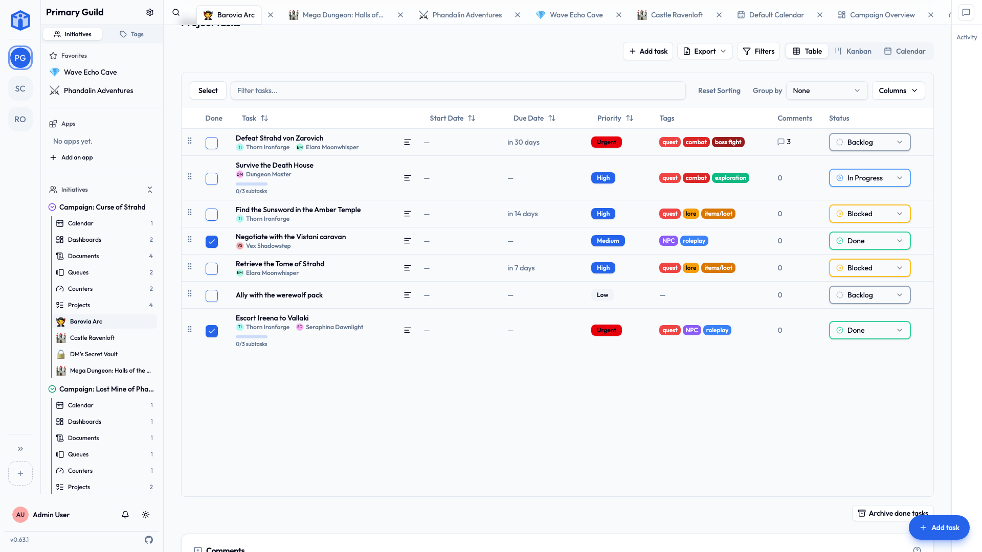Switching between task views