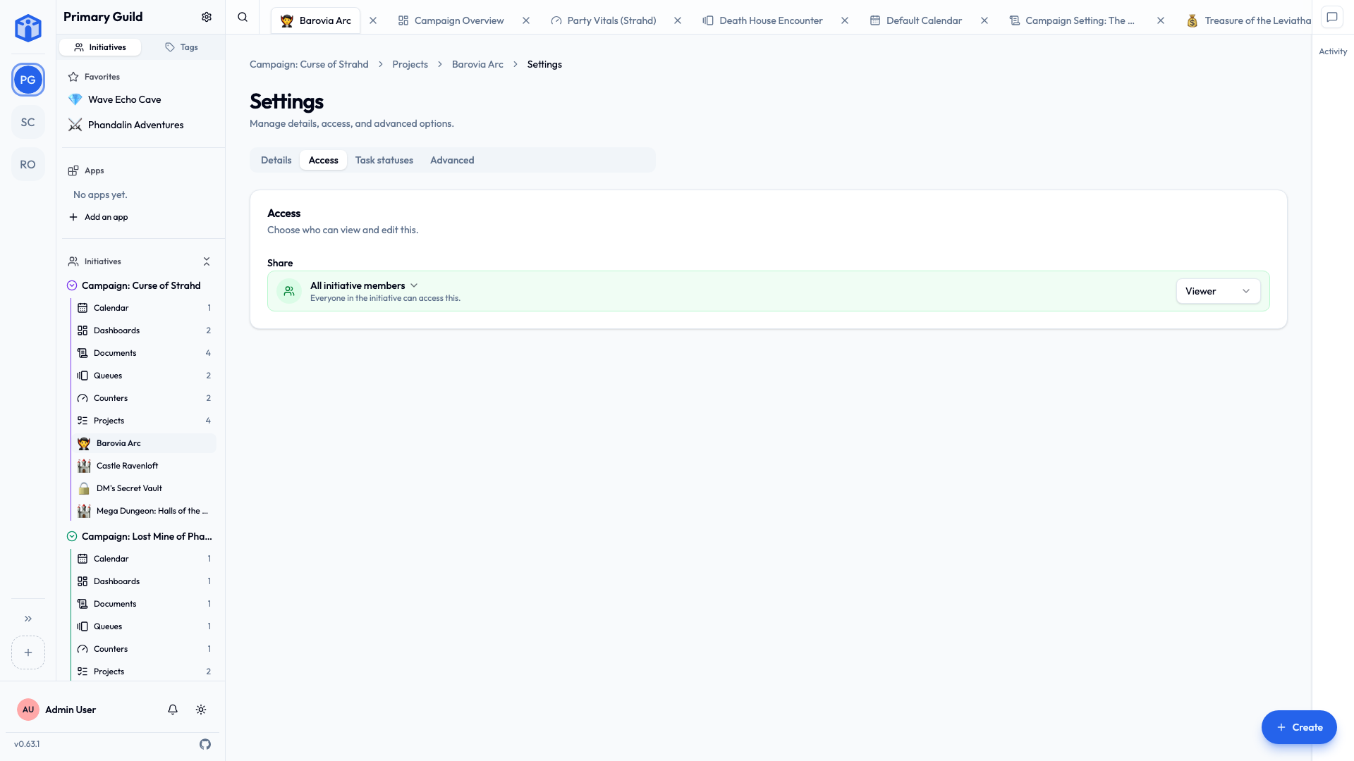 Choosing who can access a project